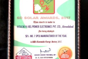 Hitachi Hi-Rel Wins # 1 Solar Inverter Mfg. Award # 2 Power Electronics Co. Award by Softdisk